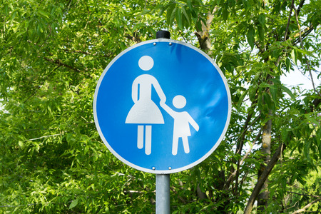 blue Traffic sign with pedestriansの写真素材