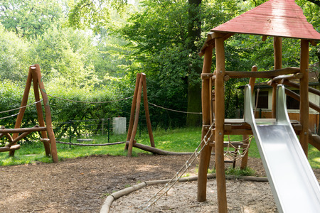 Playground with sandpit and slide