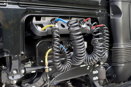 Air pressure connections on a truckの写真素材