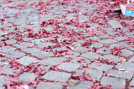 Fireworks Remains of the Silvesternachtの写真素材