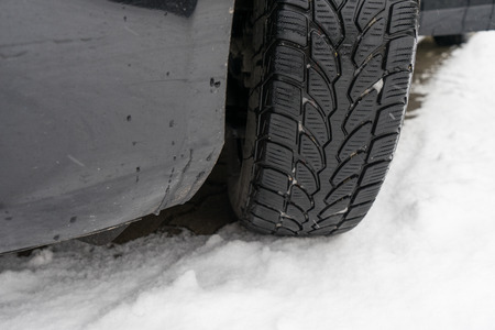 Car tires and snowの写真素材