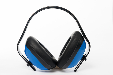 Ear protection on gray backgroundの写真素材