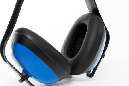Ear protection on gray backgroundの写真素材