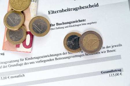 Parent contribution for fees for the nursery schoolの写真素材