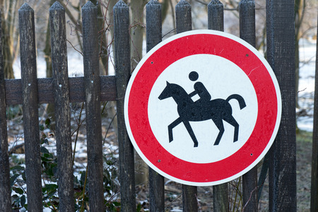 sign forbidden for horsesの写真素材