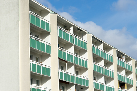 High house with many balconiesの写真素材