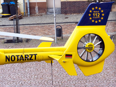 tail section of a german rescue helicopterのeditorial素材