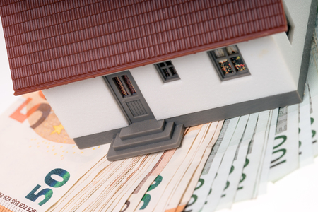 many euro banknotes and homeの写真素材