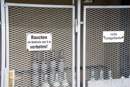 Storage room for gas cylindersの写真素材