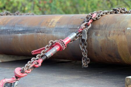 Load securing on a truck trailersの写真素材