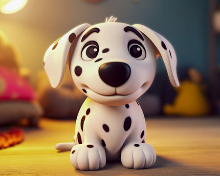 AI generated a cute kawaii-style Dalmatian dog stuffed animal.の素材