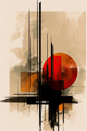Picture of a minimalist abstract painting created by Generative AI technologyの素材