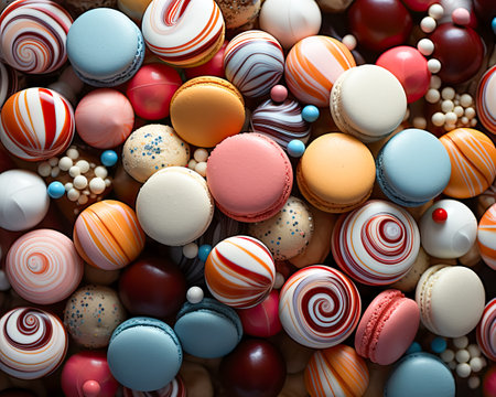 AI generated a background formed by a series of colorful bonbons and candiesの素材