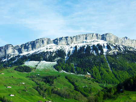 Spring view of the Alpstein mountain of Switzerland, Appenzellの写真素材