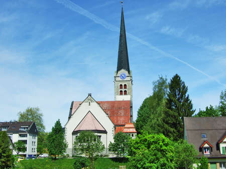 Old christian church in city of Herisau (Canton Appenzell Ausserrhoden, Switzerland)の写真素材