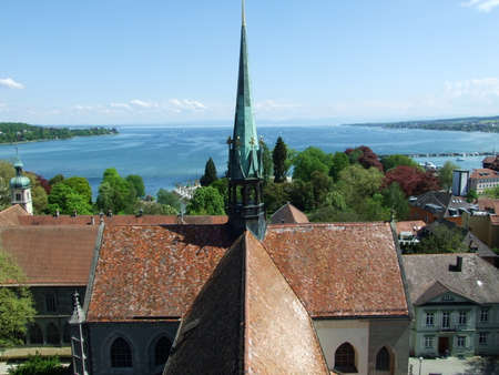 Panoramic view of the city of Konstanz, from the cathedral tower (Federal Republic of Germany)の写真素材
