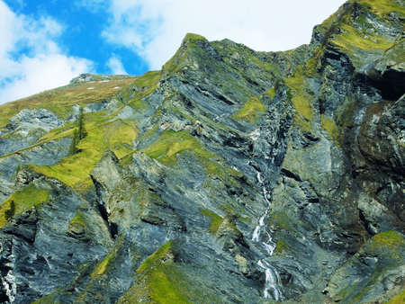 Waterfalls and Cascades in the Weisstannental Valley - Canton of St. Gallen, Switzerlandの写真素材