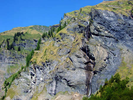 Waterfalls and Cascades in the Weisstannental Valley - Canton of St. Gallen, Switzerlandの写真素材
