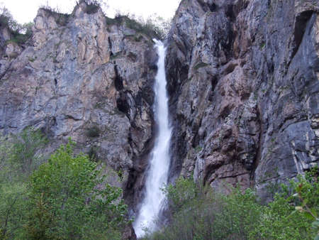 Waterfall Unterer Mattbachfall in Weisstannen - Canton of St. Gallen, Switzerlandの写真素材
