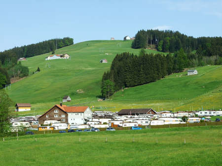Auto camp at Jakobsbad - Canton of Appenzell Ausserrhoden, Switzerlandの写真素材