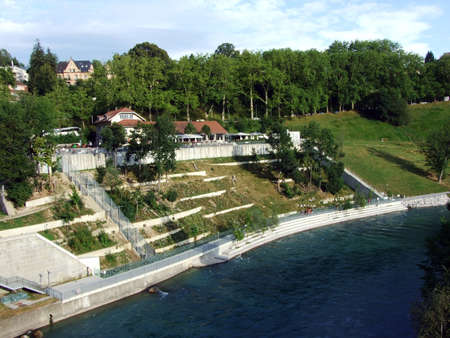 The BearPark along the River Aare in the city center of Bern - the capital of the Swiss Confederationの写真素材