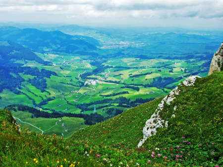 Panoramic view of Schwende and Appenzell - Canton of Appenzell Innerrhoden, Switzerland