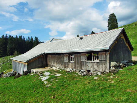 Alps architecture and farms of the Obertoggenburg region - Canton St. Gallen, Switzerlandの写真素材