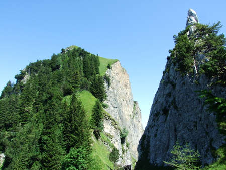 Rocks and peaks of Alpstein mountain range - Canton of Appenzell Innerrhoden, Switzerlandの写真素材