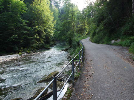 Thur river in Nesslau - Canton of St. Gallen, Switzerlandの写真素材