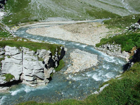 The wonderful Alpine valley of the Oberstafelbach - Canton of Glarus, Switzerlandの写真素材