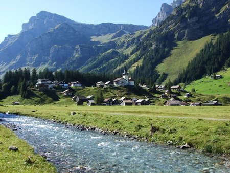 Typically picturesque alpine village, Urnerboden - Canton of Uri, Switzerlandの写真素材