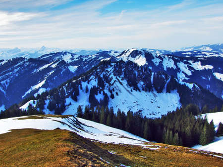 Winter ambiance on pastures and farms in the UrnÃ¤sch municipality - Canton of Appenzell Ausserrhoden, Switzerlandの写真素材