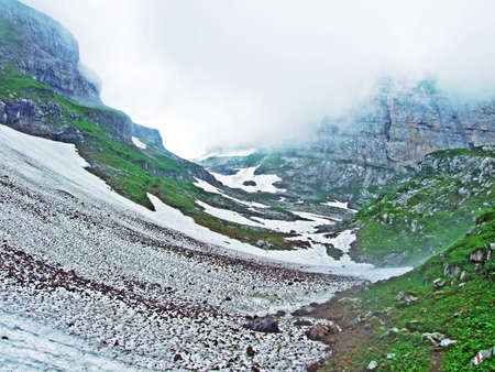 Stones and rocks of Churfirsten mountain range in the Toggenburg region - Canton of St. Gallen,...