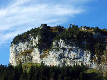 Alpine hill Ebenalp in the Alpstein mountain range and in the Appenzellerland region - Canton of Appenzell Innerrhoden (AI), Switzerlandの写真素材