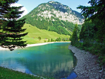 Artifical lake GÃ¤nglesee (Ganglesee or Gaenglesee) on the ValÃ¼nerbach (Valunerbach or...