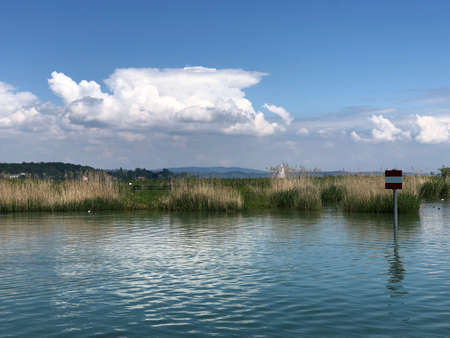 Die Wollschweininsel (Wulesaueninsle) by the Seepark in Kreuzlingen  - Canton of Thurgau, Switzerlandの写真素材