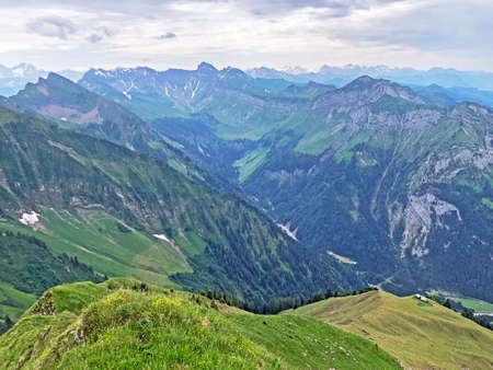 The Sihltal valley along the artificial lake Sihlsee, Studen - Canton of Schwyz, Switzerlandの写真素材