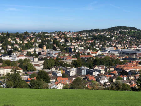 View of the city from Three Ponds recreation area - St. Gallen, Switzerland / Schweiz