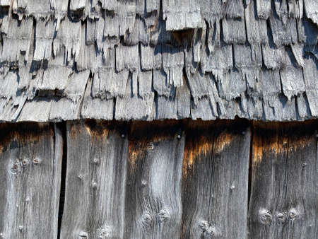 Wooden boards and plank texture on an old farmhouse in the Alps, Einsiedeln - Canton of Schwyz, Switzerland (Kanton Schwyz, Schweiz)の写真素材