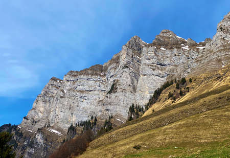 Alpine peaks NÃ¤geliberg (Naegeliberg or Nageliberg) and SchÃ¤ren (Schaeren or Scharen) in the...