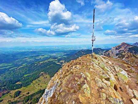 Alpine peak of StÃ¤feliflue (Staefeliflue or Stafeliflue) in the Swiss mountain range of Pilatus and in the Emmental Alps, Alpnach - Canton of Obwalden, Switzerland (Kanton Obwald, Schweiz)の写真素材