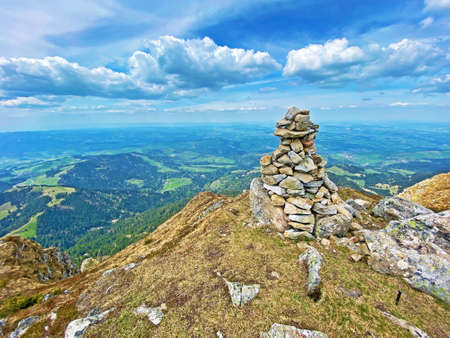 Alpine peak of StÃ¤feliflue (Staefeliflue or Stafeliflue) in the Swiss mountain range of Pilatus and in the Emmental Alps, Alpnach - Canton of Obwalden, Switzerland (Kanton Obwald, Schweiz)の写真素材