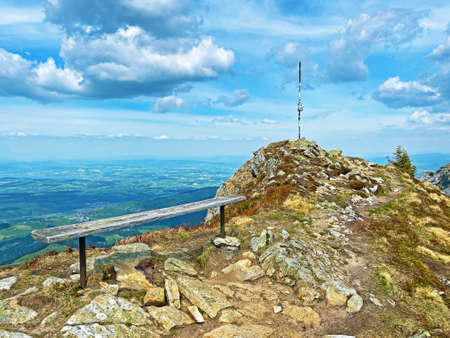Alpine peak of StÃ¤feliflue (Staefeliflue or Stafeliflue) in the Swiss mountain range of Pilatus and in the Emmental Alps, Alpnach - Canton of Obwalden, Switzerland (Kanton Obwald, Schweiz)の写真素材