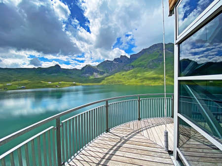 Panorama lift of the lake Melchsee or Panoramalift auf Melchsee-Frutt, Melchtal - Canton of Obwalden, Switzerland (Kanton Obwald, Schweiz)の写真素材