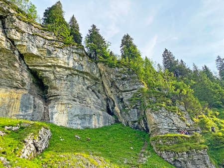Rocks and stones in the Swiss Uri Alps mountain massif, Melchtal - Canton of Obwalden, Switzerland (Kanton Obwald, Schweiz)の写真素材