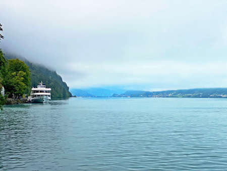 Giessbach See boat terminal on Lake Brienz - Canton of Bern, Switzerland-Schiffsstation Giessbach See, Brizenz - Canton of Bern, Schweizのeditorial素材