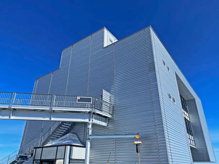 The top station of the cable car Col du Pillon - Scex Rouge on Sex Rouge (Travel destination Glacier 3000), Les Diablerets - Canton of Vaud, Switzerland (Suisse)のeditorial素材