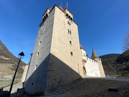 Aigle Castle (ChÃ¢teau dâ€™Aigle or Adlerburg) in the valley of the river Rhone or RhÃ´ne...