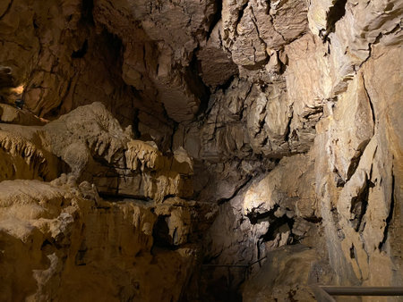 The Vallorbe caves or Grotte de l'Orbe (Grottes de Vallorbe or die Grotten von Vallorbe) - Canton of Vaud, Switzerland (Kanton Waadt, Schweiz)の写真素材