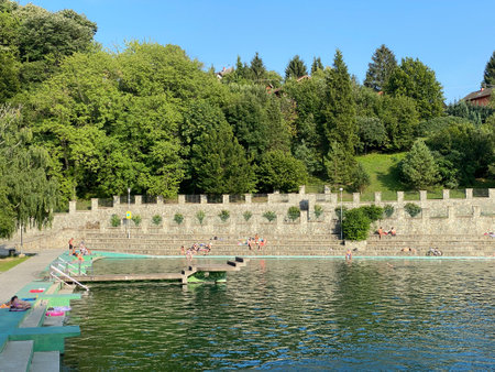 Excursion site and bathing area Orahovacko jezero - Slavonia, Croatia (IzletiÅ¡te i kupaliÅ¡te OrahovaÄko jezero - Slavonija, Hrvatska)のeditorial素材